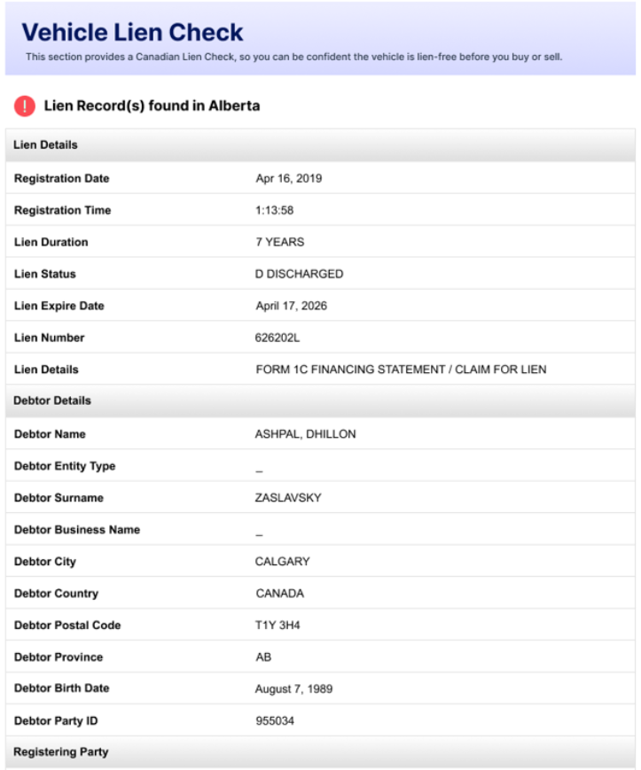 Detailed Lien Data Access